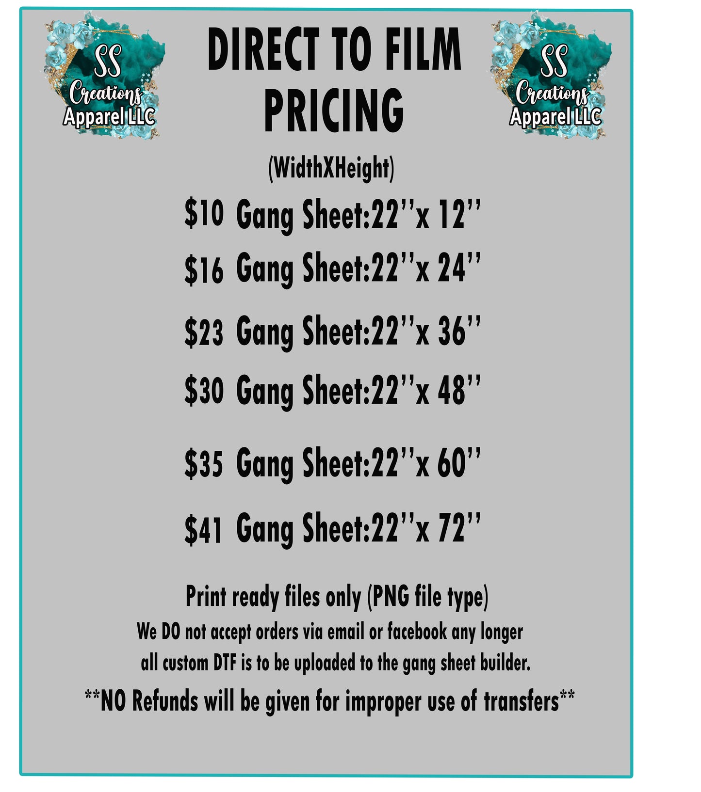 DTF Whole-Sale Gang Sheets HOT/COLD Peel