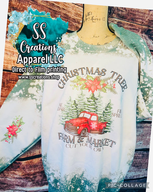 Christmas Tree Farm Bleached out sweatshirt