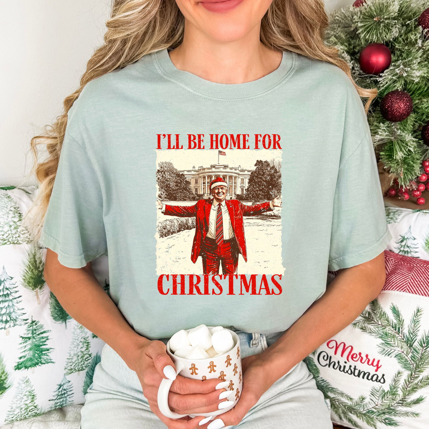 I'll Be home for Christmas Trump, ready to press DTF TRANSFER ,shirt iron on (Copy) (Copy) (Copy) (Copy)