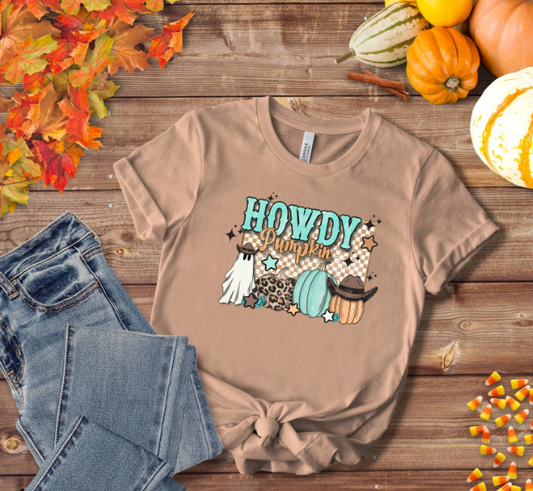 Howdy Pumpkin teal and orange