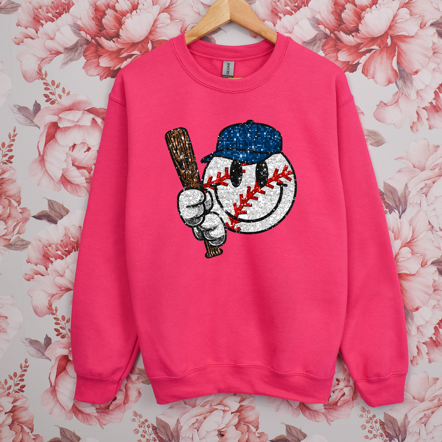 Baseball with hat Glitter Look alike DTF