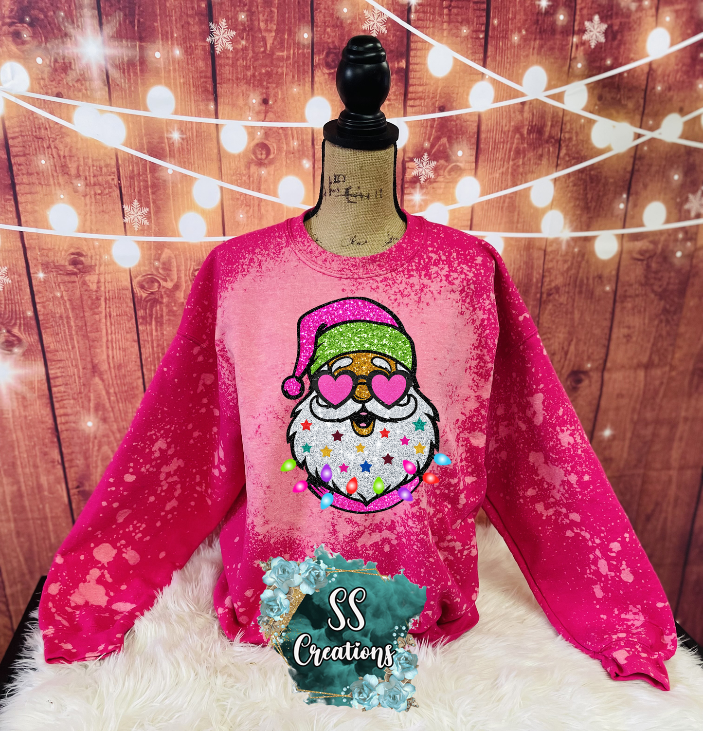 Glitter Santa Bleached