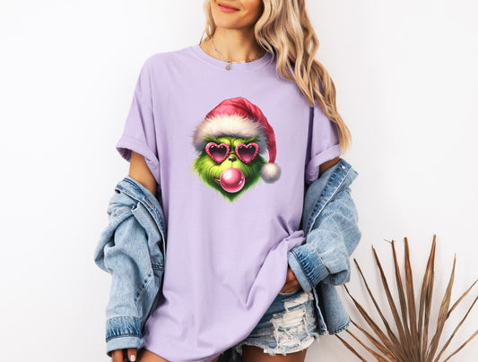 Bubble Blowing Grinch Comfort color tee