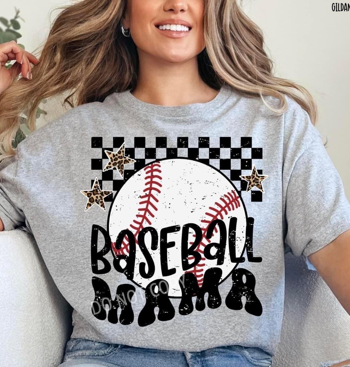 Baseball mama checkared, ready to press DTF TRANSFER ,shirt iron on