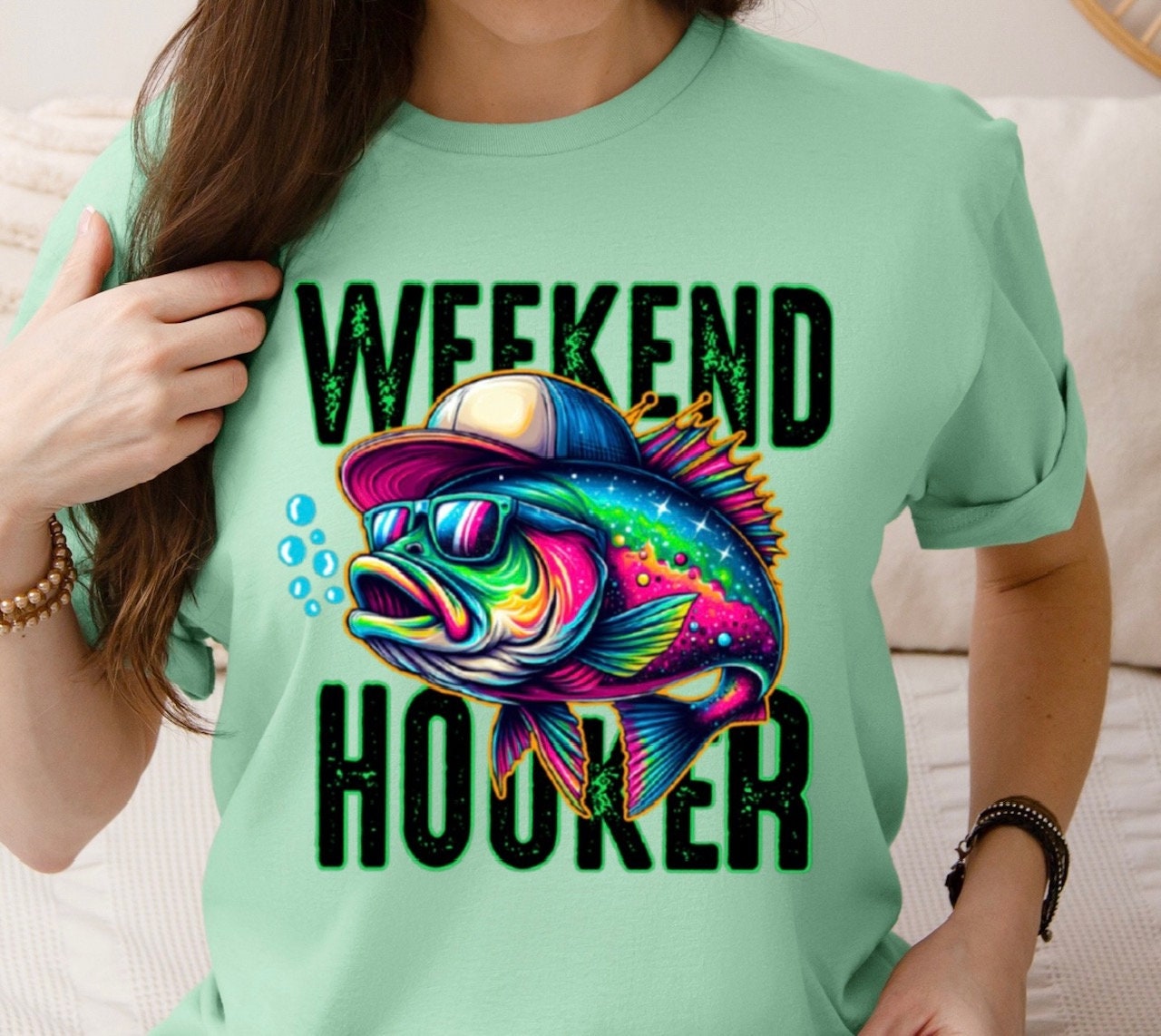 Weekend Hooker fish, Summer ready to press DTF TRANSFER ,shirt iron on