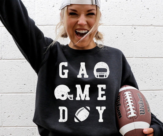 Game Day football- White promo  , ready to press DTF TRANSFER ,shirt iron on- Promo