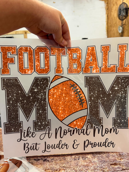 Faux Glitter Football Mama Glitter DTF  , ready to press DTF TRANSFER ,shirt iron on