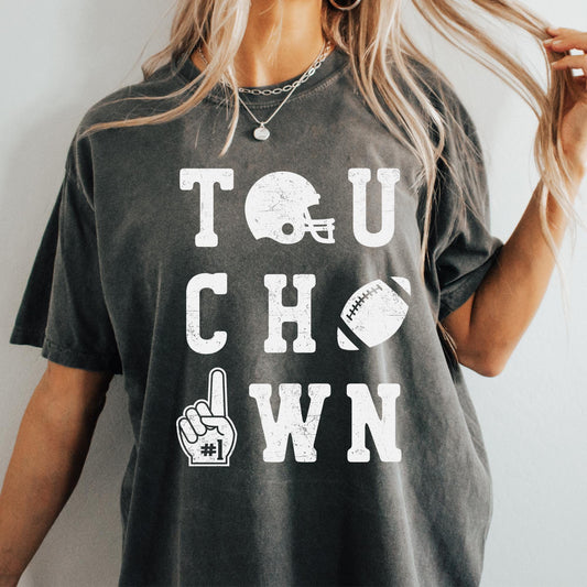 Touchdown  football- White promo  , ready to press DTF TRANSFER ,shirt iron on- Promo