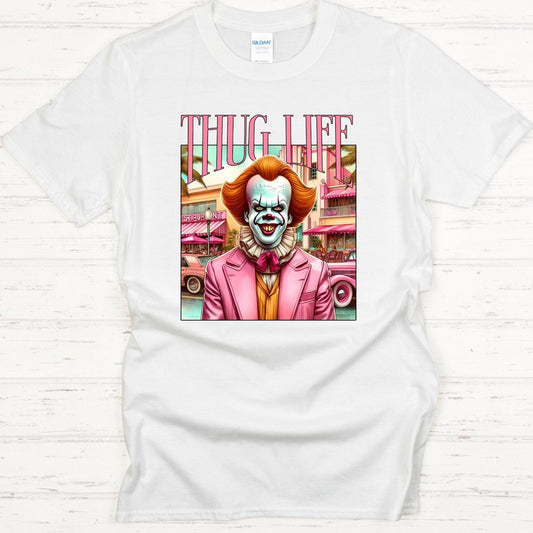 Thug Life Clown Pink Horror Scary ,Halloween, ready to press DTF TRANSFER, Shirt Iron on