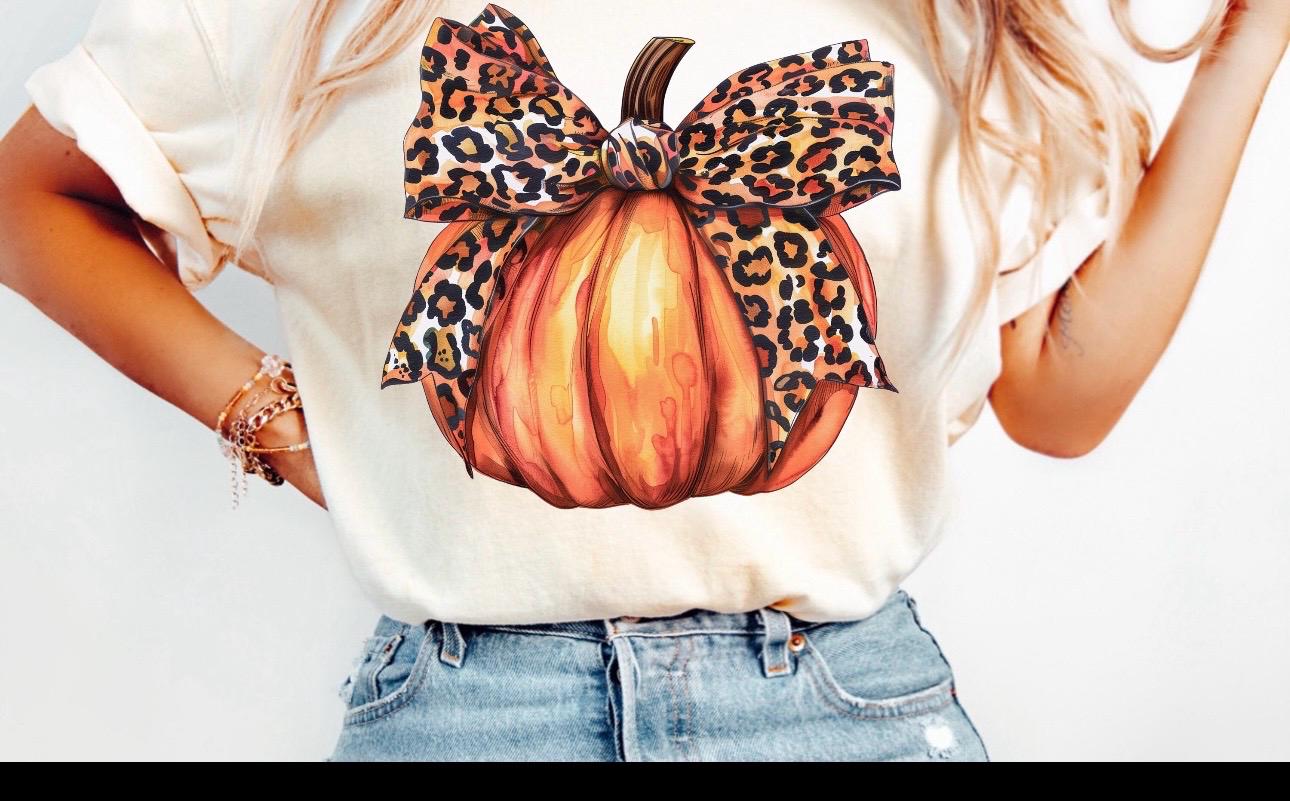 Fall leopard pumpkin, ready to press DTF TRANSFER ,shirt iron on