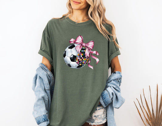 Disco Soccer Coquette Bow, DTF, Ready to press DTF TRANSFER