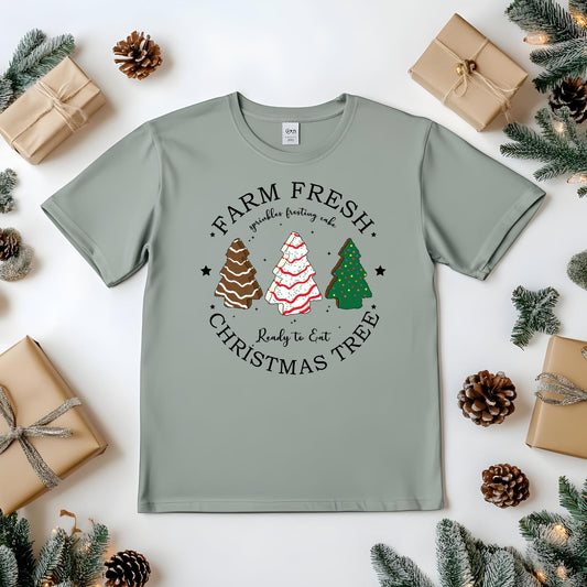 Farm Fresh Christmas Tree Snack  , ready to press DTF TRANSFER ,shirt iron on