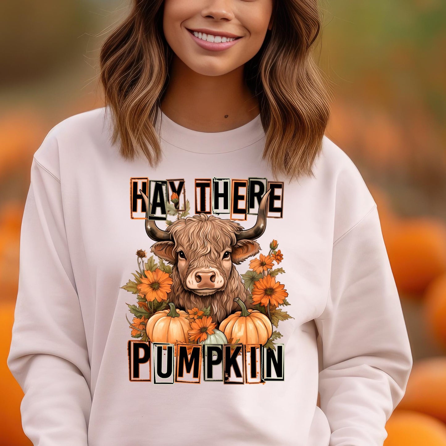 Hay There Pumpkin Cow, ready to press DTF TRANSFER ,shirt iron on