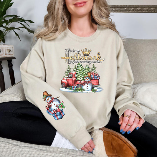 Christmas Watching Sweater WITH Sleeves DTF Print, Press on, Heat Press DTF