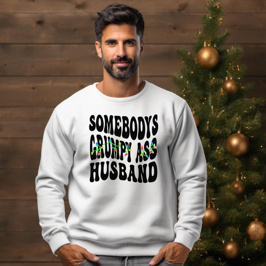 Somebody's Grumpy Husband Christmas Lights  , ready to press DTF TRANSFER ,shirt iron on