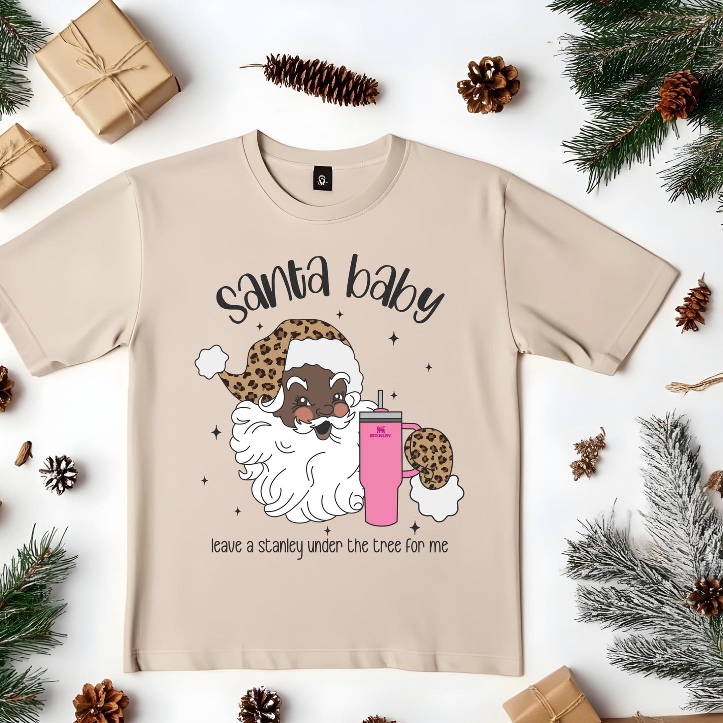 Santa Baby stanley cup (colored) , ready to press DTF TRANSFER ,shirt iron on