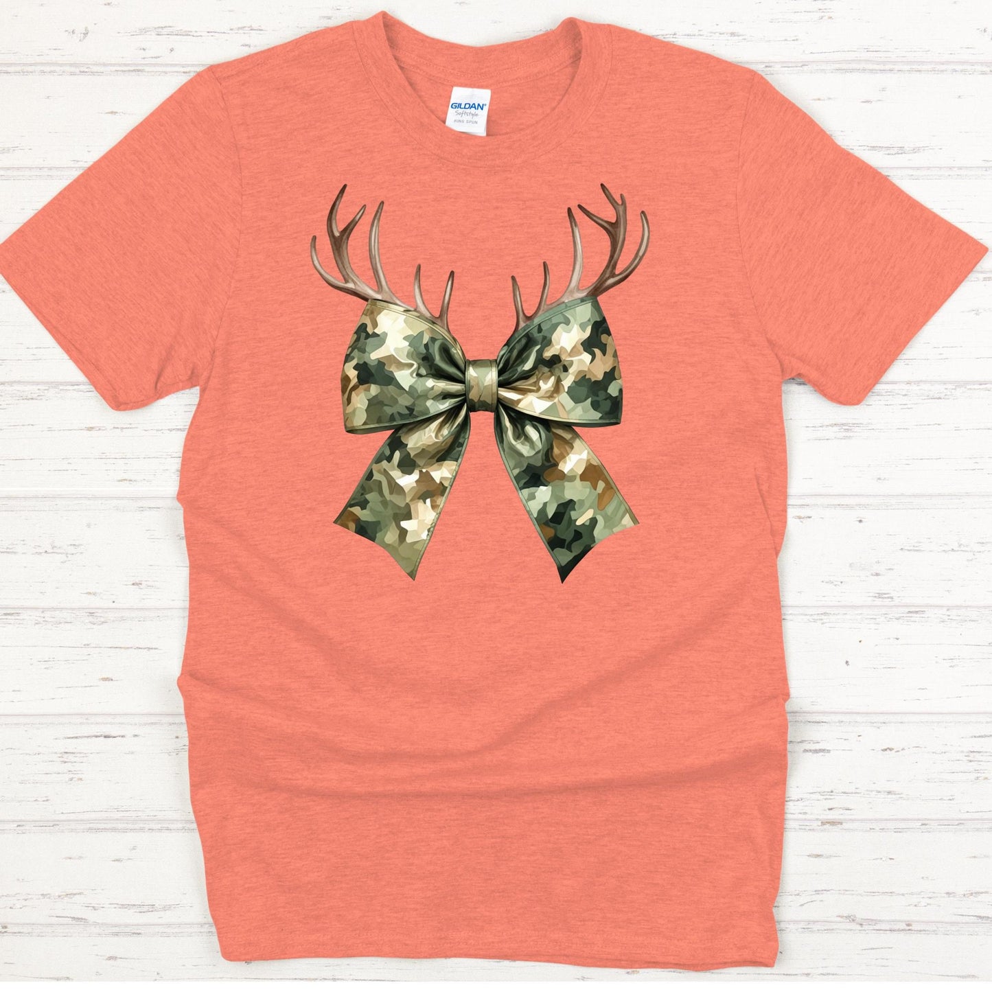 Camo croquett bow with horns, ready to press DTF TRANSFER