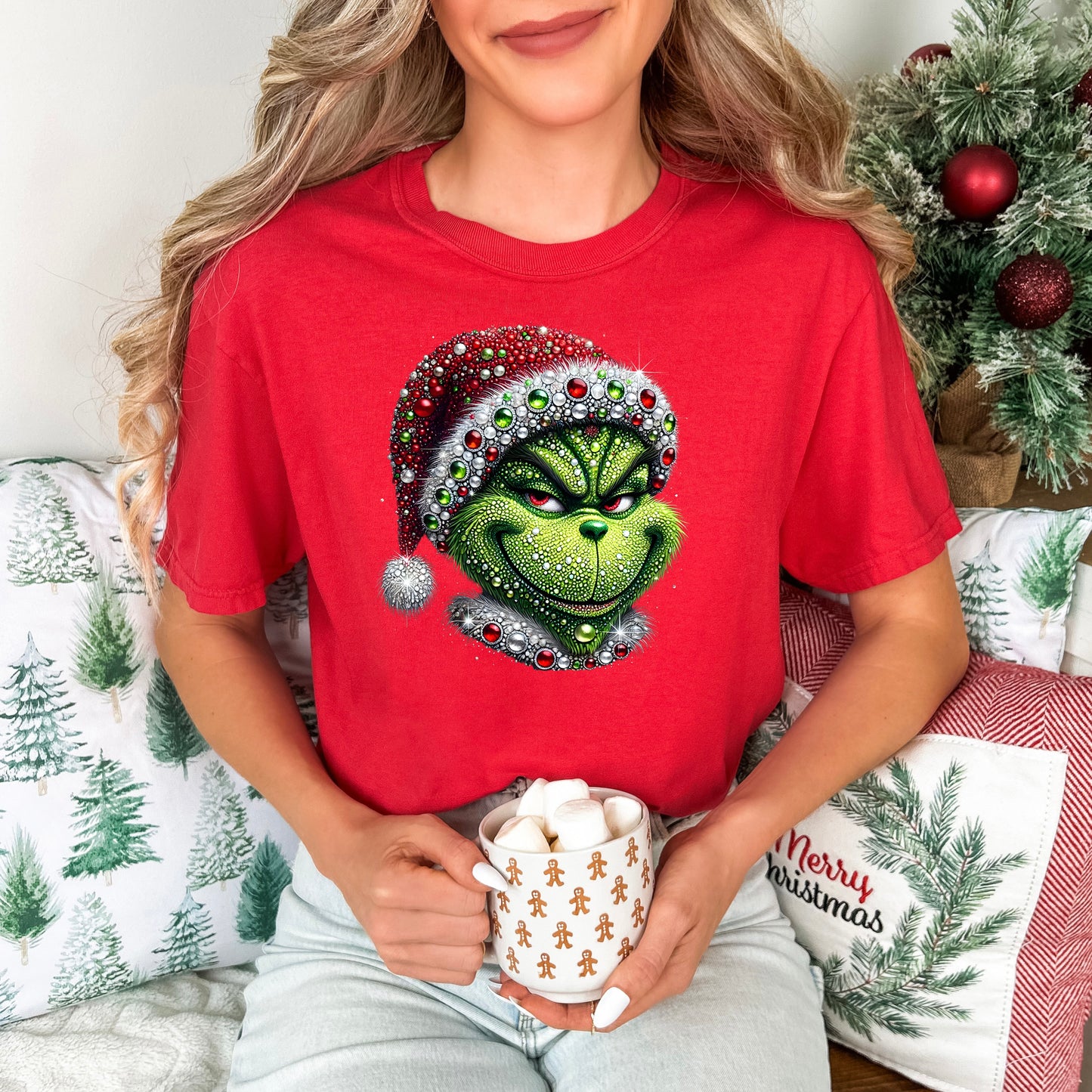 Grinch Jeweled Comfort Color tee