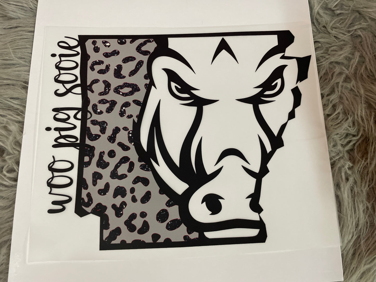 Woo Pig Sooie Grey Leopard Transfer